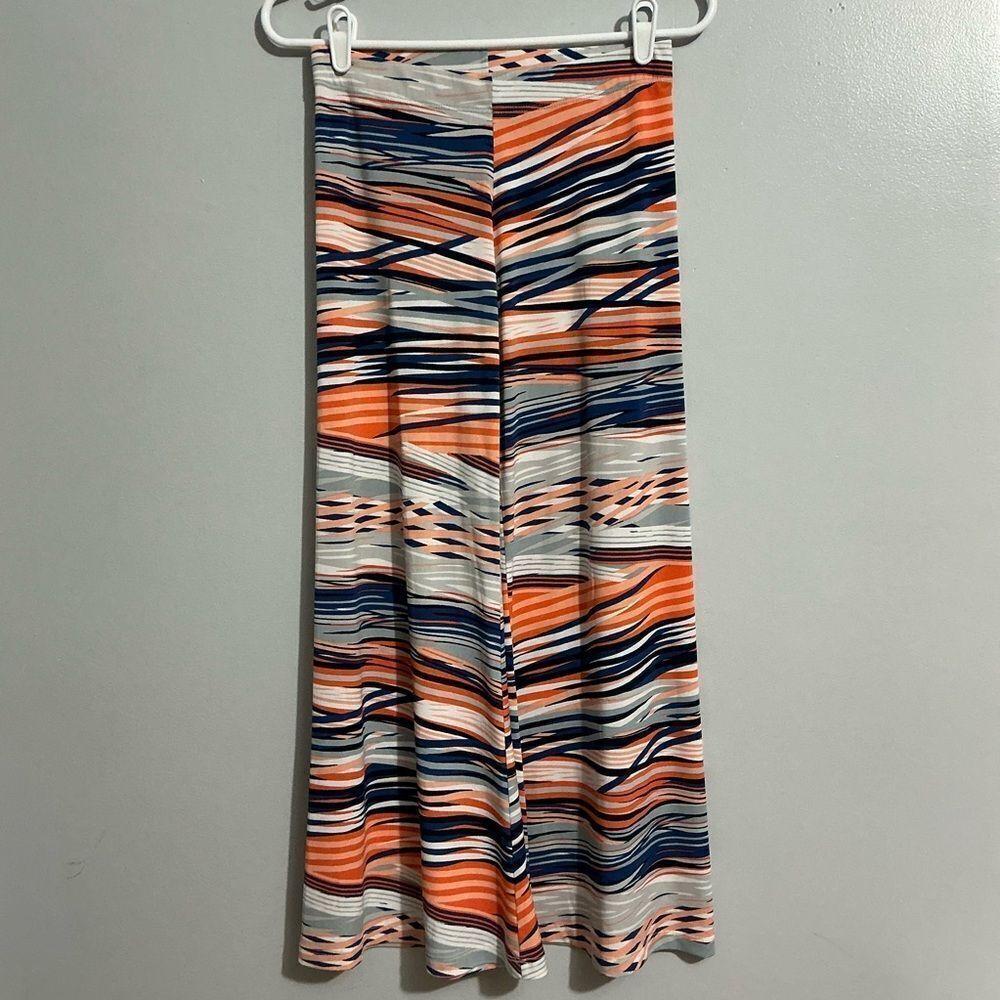 Veronica M Abstract Bell bottom Striped Pants in Orange and Blue size XS